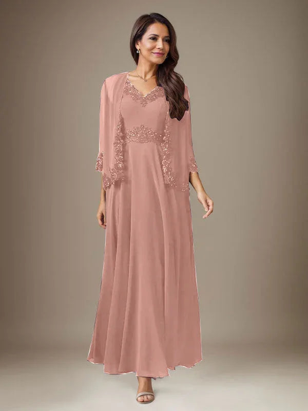 Abito a linea A in chiffon con paillettes color prugna