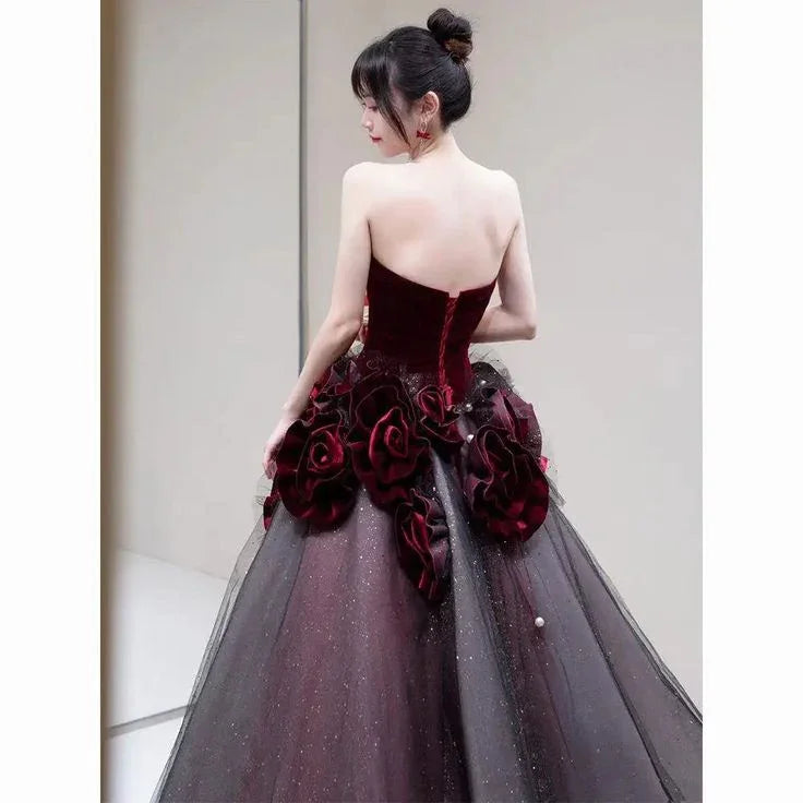 Vestido longo vermelho de baile, vestido de noite, vestido elegante Y7343