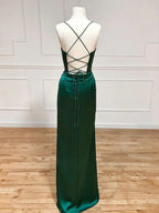 Vestido largo de satén para baile de graduación con escote corazón verde Vestidos de noche verdes Y4395