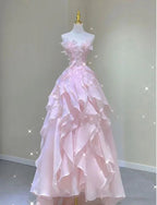 Traumhaftes rosa Kleid mit Rüschen für Prinzessinnen, rosa Ballkleid Y1971