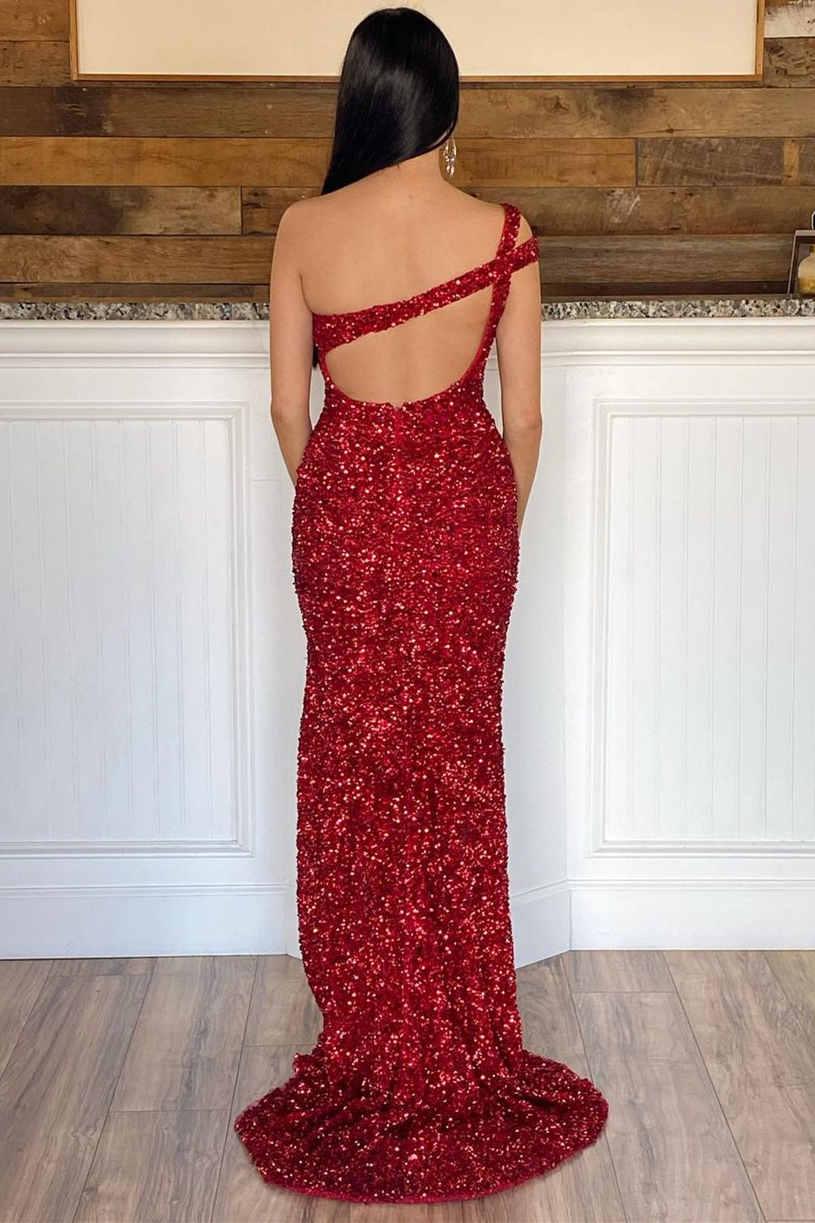 Vestido de fiesta de una sola tira con abertura SYP115