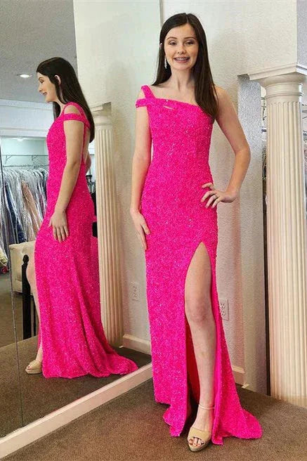 Vestido de fiesta de una sola tira con abertura SYP115