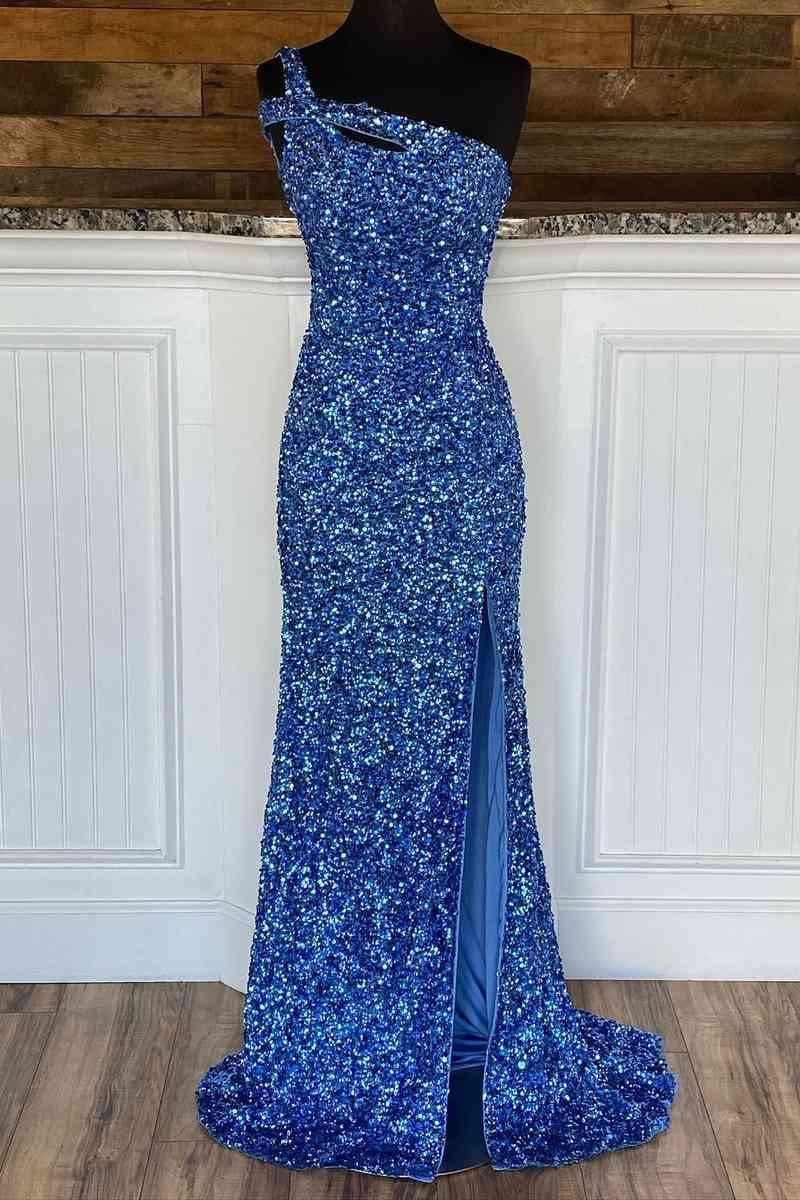 Vestido de fiesta de una sola tira con abertura SYP115