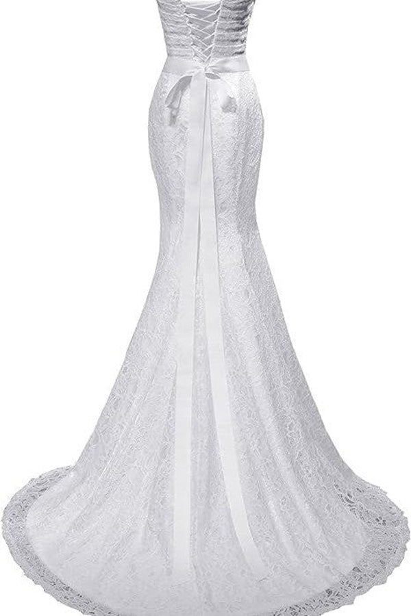 Vestidos de novia elegantes de sirena y escote corazón
