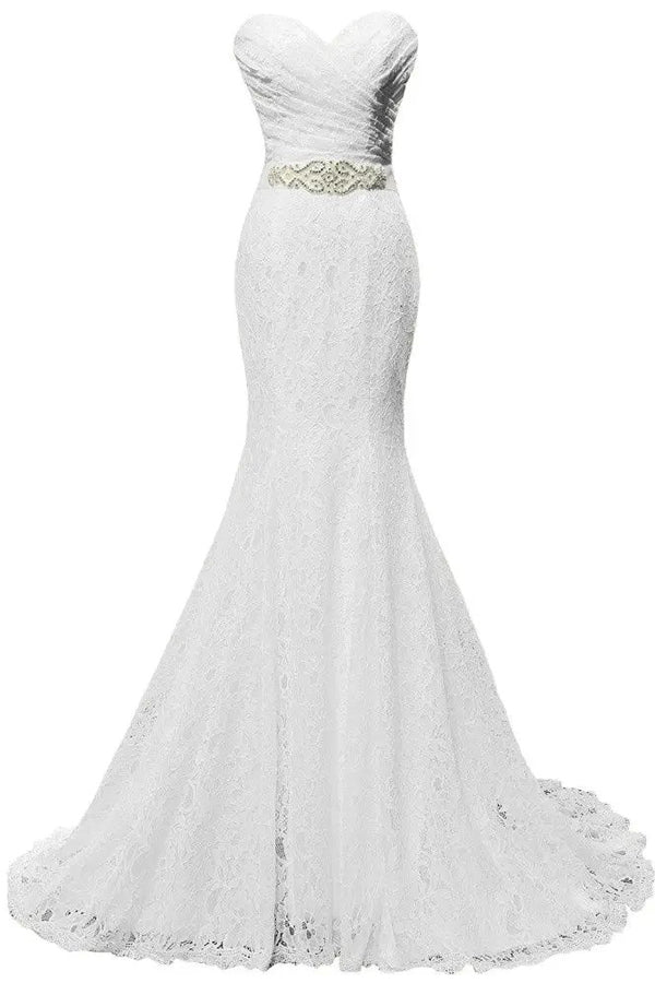 Vestidos de novia elegantes de sirena y escote corazón