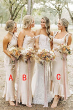 Robes longues simples en satin élégantes pour demoiselles d'honneur, robe de cortège nuptial