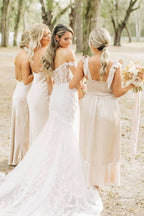 Robes longues simples en satin élégantes pour demoiselles d'honneur, robe de cortège nuptial