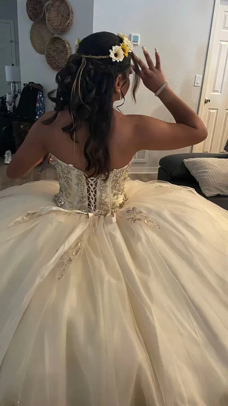 Deslumbrante Vestido de Baile em Tule com Decote Coração, Vestido Doce 16 Y5397