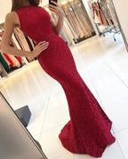 Robes de soirée élégantes en dentelle bordeaux style sirène Y771
