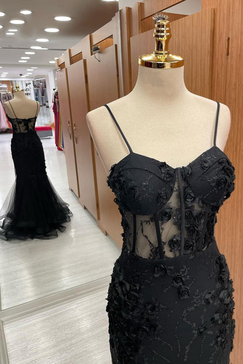 Vestido longo de baile com alças em forma de coração, apliques de sereia e tule