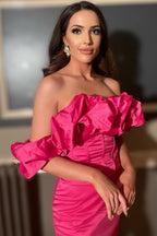 Jacinta | Vestido de Festa de Regresso com Folhos e Decote Ombro a Ombro