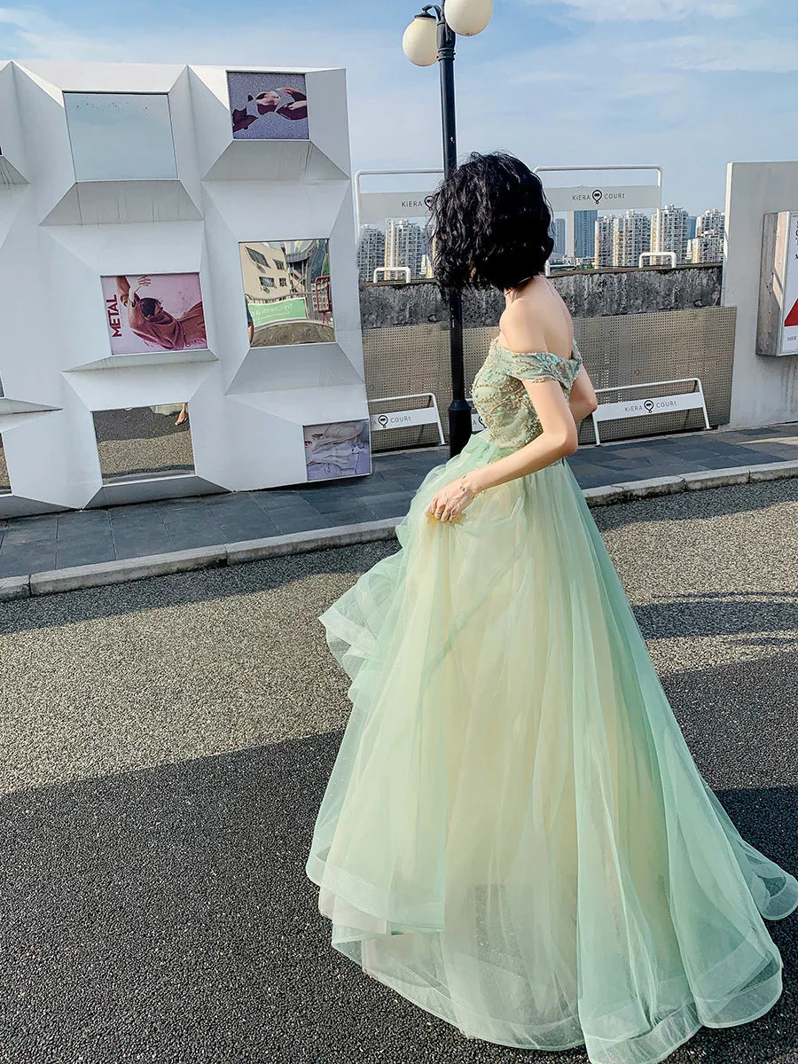 Robe longue de soirée formelle à épaules dénudées Y620