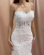Robes de mariée en satin et tulle, sans manches, à appliques, style sirène ravissante avec décolleté cœur