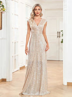 Vestidos Longos de Noite Luxuosos com Lantejoulas Brilhantes Sweep Train para Ocasiões Formais Vestido Elegante de Baile 2025 Vestido de Luxo para Aniversário