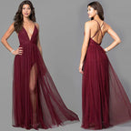 Vestidos de Baile Sensuais com Decote em V, Costas Descobertas e Alças Finas SYP169