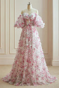 Vestidos de Baile Florais Multicoloridos Fúcsia Branca Fada das Flores PSK561