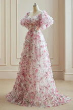Vestidos de Baile Florais Multicoloridos Fúcsia Branca Fada das Flores PSK561