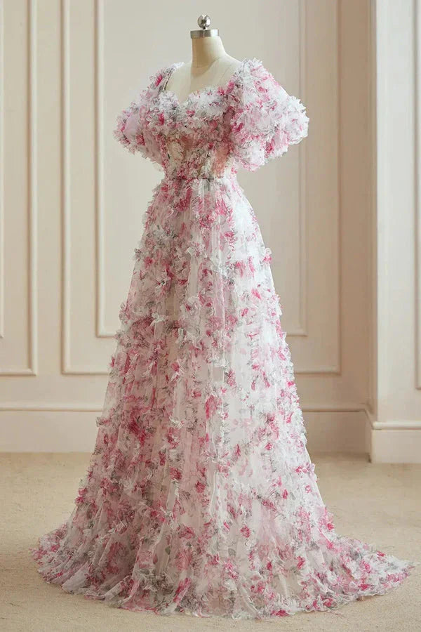 Vestidos de Baile Florais Multicoloridos Fúcsia Branca Fada das Flores PSK561
