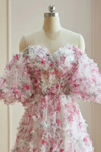 Vestidos de Baile Florais Multicoloridos Fúcsia Branca Fada das Flores PSK561