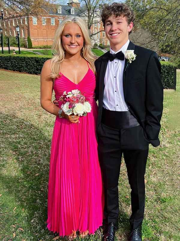 Teal Pleated Spaghetti Straps A Line Empire Waist Prom Dress