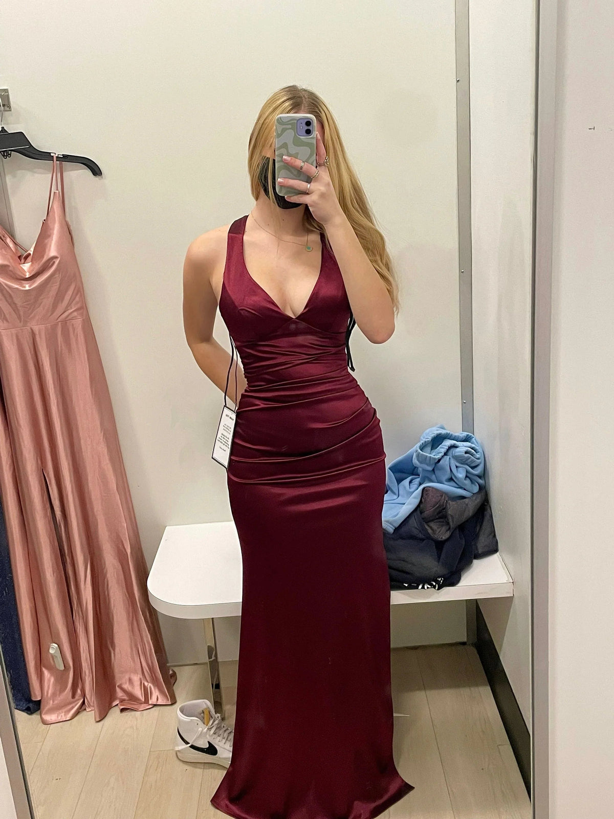 Robe de soirée en satin à dos nu avec bretelles Élégante robe de cérémonie Y2927