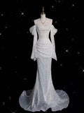 Vestido de noite sereia brilhante fora do ombro vestido glam Y6889