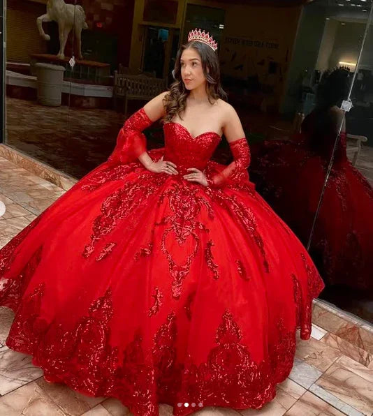 Vestido de baile princesa abullonado corazón dulce en oro rosa Vestido de 16 años con apliques de cuentas Vestidos de quinceañera Y827