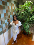 Vestido de noche blanco vintage de largo medio, vestido blanco para fiesta Y5499