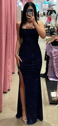 Vestido de Festa Justo/Coluna com Fenda Vestido de Noite Encantador Y4404