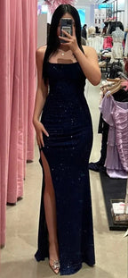 Vestido de Festa Justo/Coluna com Fenda Vestido de Noite Encantador Y4404