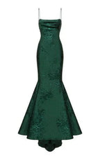 Robe de bal sirène/trompette vert émeraude à fines bretelles spaghetti, robe de soirée élégante Y1800