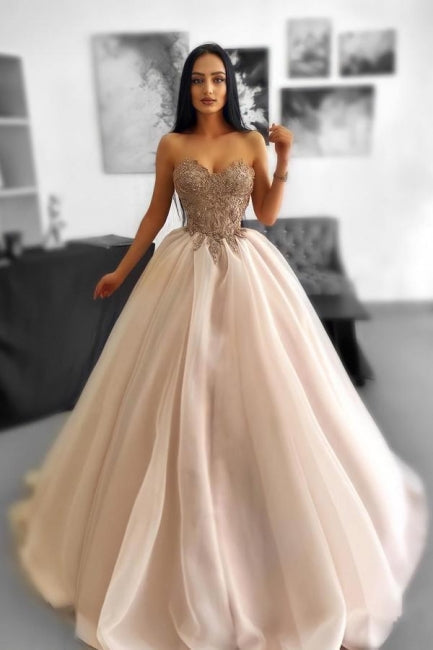 Robes de bal longues en tulle sans manches à perles, coupe évasée, décolleté cœur avec dentelle, élégantes