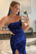 Vestidos de Baile Brilhantes com Fenda SYP82