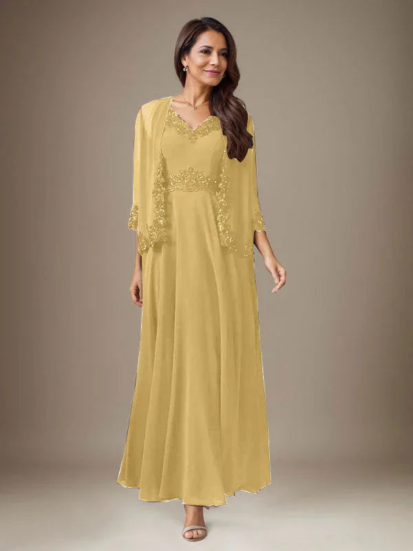 Abito a linea A in chiffon con paillettes color prugna