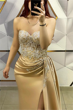 Bmbridal Sweetheart Mermaid Prom Dress With Appliques Ruffles Slit Floor Length