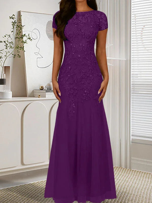 Abito in tulle con scollo a sirena e paillettes blu marina scuro