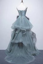 Vestidos compridos de renda para baile, vestidos compridos verdes de renda para cerimónias formais à noite