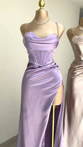 Vestido Comprido de Baile Formal Lavanda com Decote Coração de Sereia Y2507