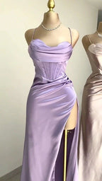 Vestido Comprido de Baile Formal Lavanda com Decote Coração de Sereia Y2507