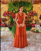 Vestido de noche elegante en línea A con escote en V Vestido de gala encantador Y5059