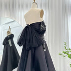 Vestidos de noche lujosos de Dubái para mujer Fiesta de boda Vestido de gala negro de manga larga para baile de graduación Y4621