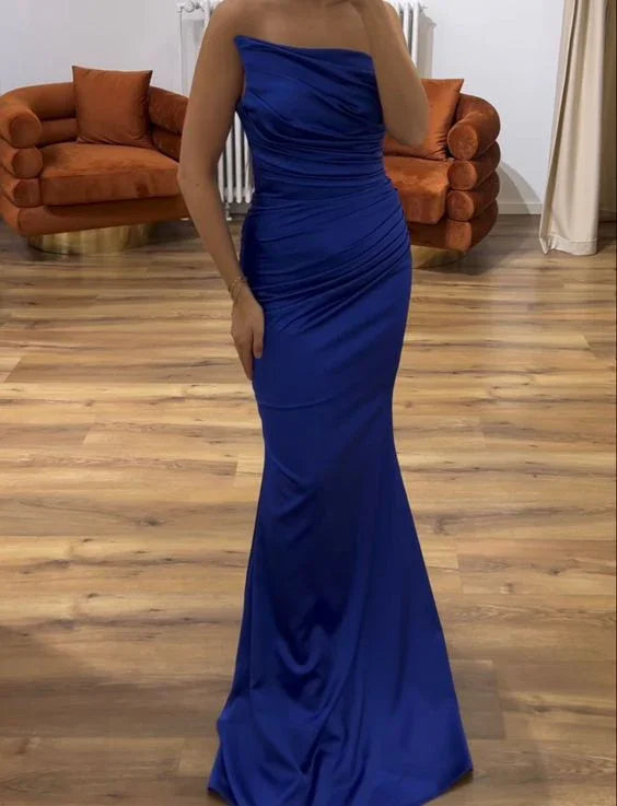 Vestido de noche elegante azul real sirena vestido de concurso Y7061