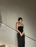 Black Simple Prom Dress Sexy Evening Dress Y1343