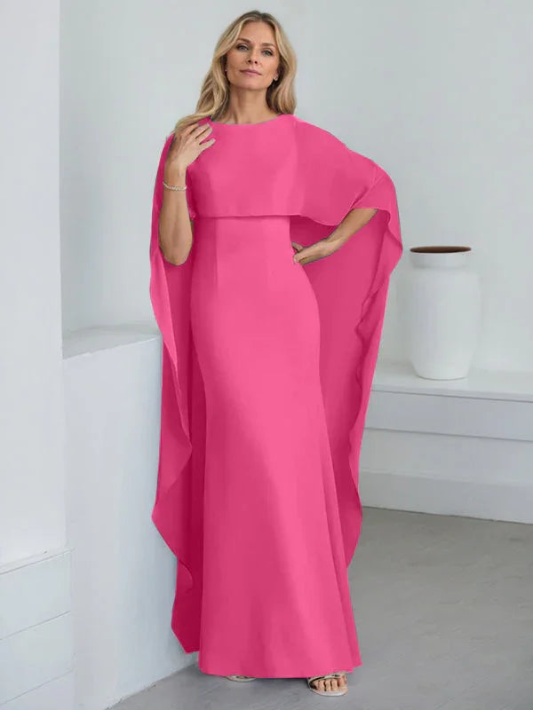 Vestido de madrina de novia de gasa largo hasta el suelo con corte recto y volantes en cascada