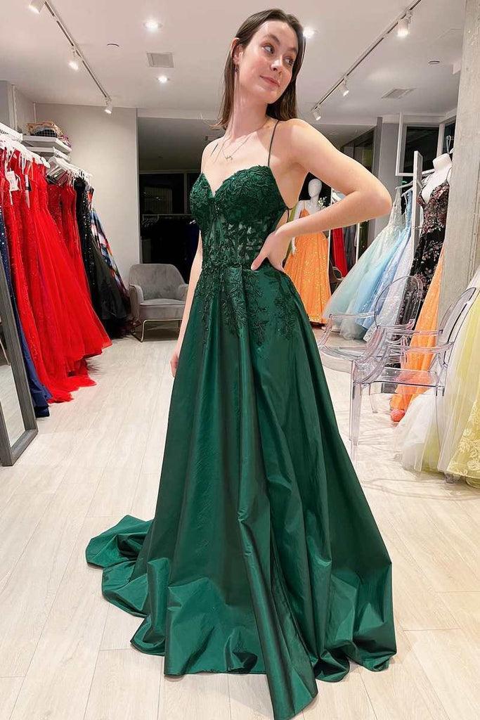 Hot Pink Floral Appliques Lace-Up A-Line Prom Evening Dress