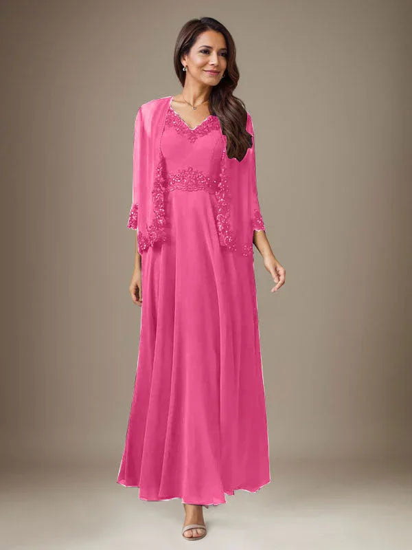 Abito a linea A in chiffon con paillettes color prugna