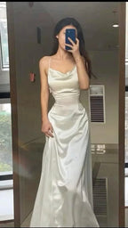 Vestidos Elegantes Brancos Longos de Festa Sem Mangas Y6866
