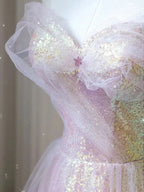 Robe de bal longue en tulle brillant à sequins, robe de soirée évasée décolletée Y1416
