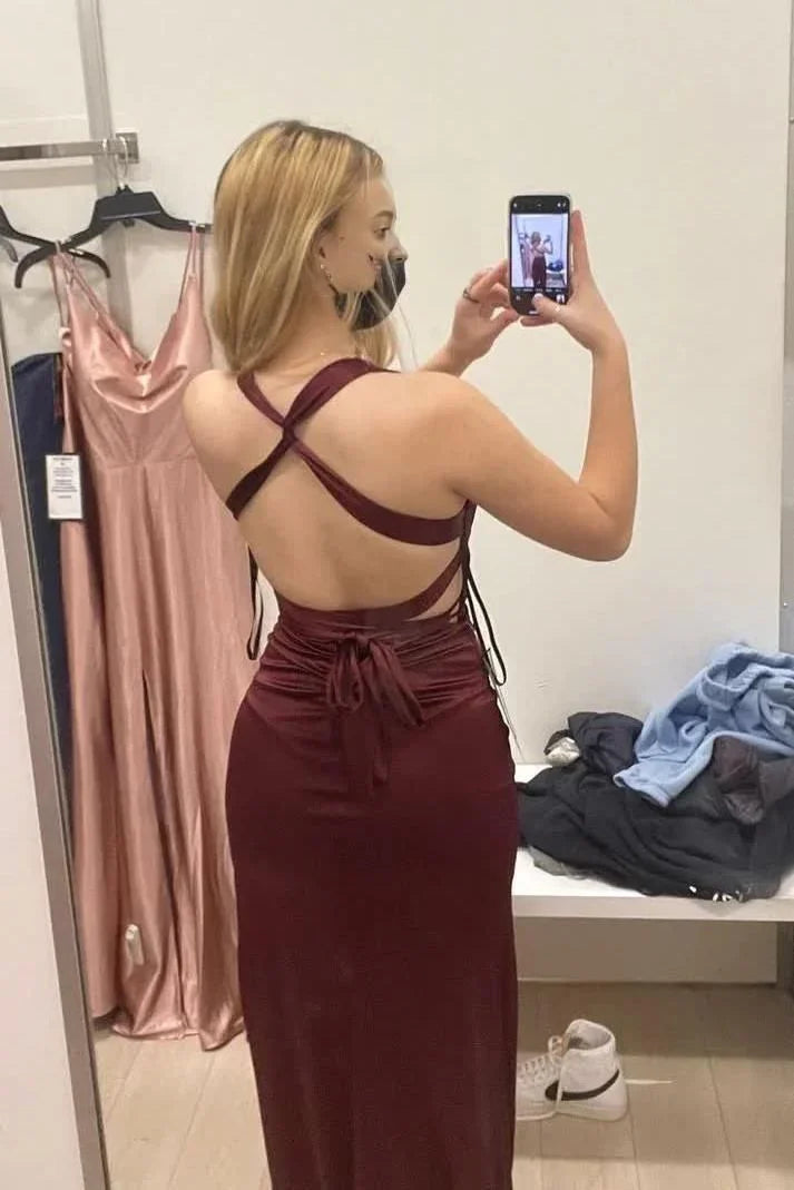 Robe longue de soirée formelle pour femmes, bleu sarcelle, dos à bretelles, en satin, sans manches, robe de soirée Y2928
