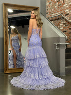 Roycebridal Andrea | Abito lungo da cerimonia in pizzo a balze con una spalla sola e taglio aderente